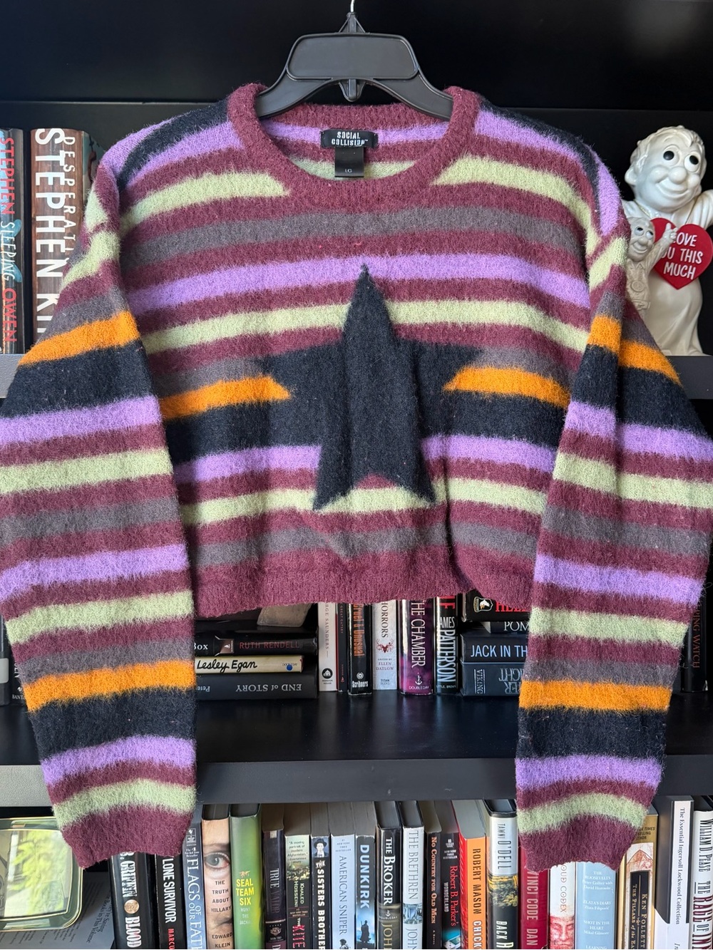 Social Distortion Striped Star Crop Sweater - Multicolor